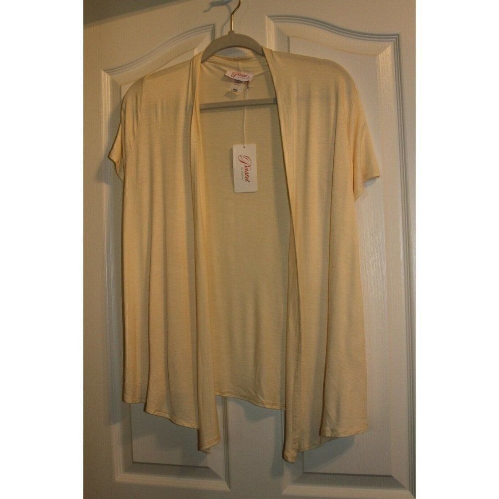 Pastel by Vivienne Rayon Top Small Ivory Womens Wrap Tie Short Sleeve New